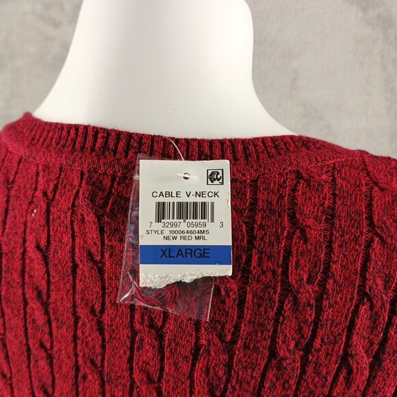 NWT KAREN SCOTT Christmas Sweater XL(16-18) Red Pullover Cable Knit 100% Cotton - Picture 8 of 11
